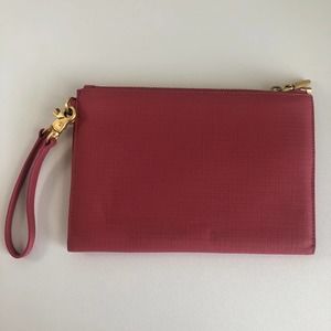 NWOT Dagne Dover Essentials Coated Canvas Clutch Wallet Wristlet / Salmon Pink
